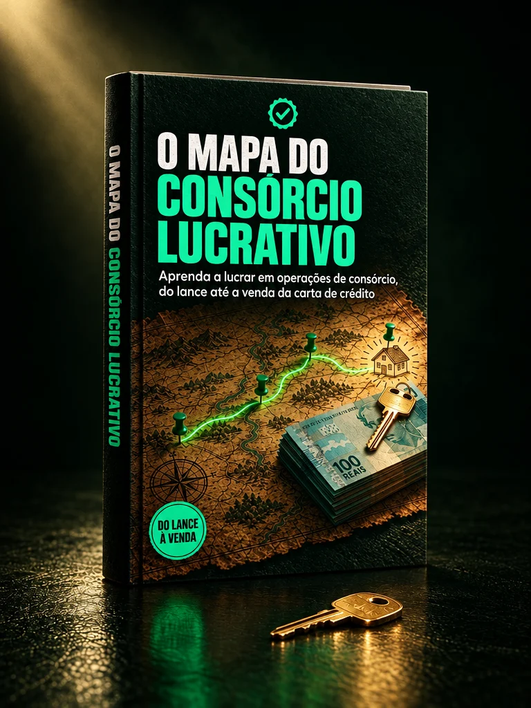 O Mapa do Consórcio Lucrativo em pé, com uma chave de casa na frente